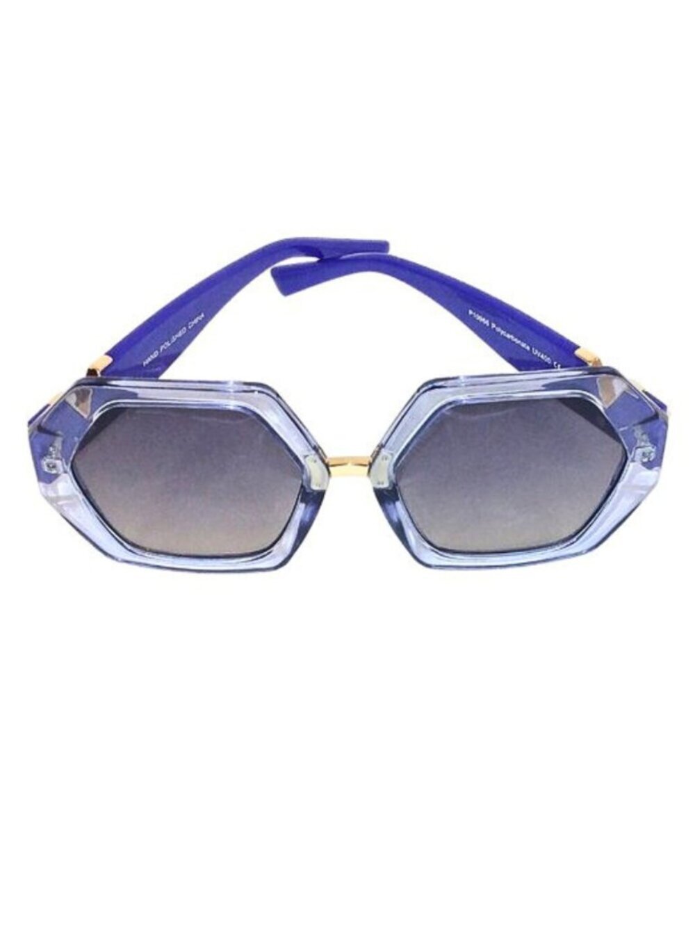 WOMEN'S ROYAL BLUE & GOLD ACCENT OCTAGON FASHION SUNGLASSES